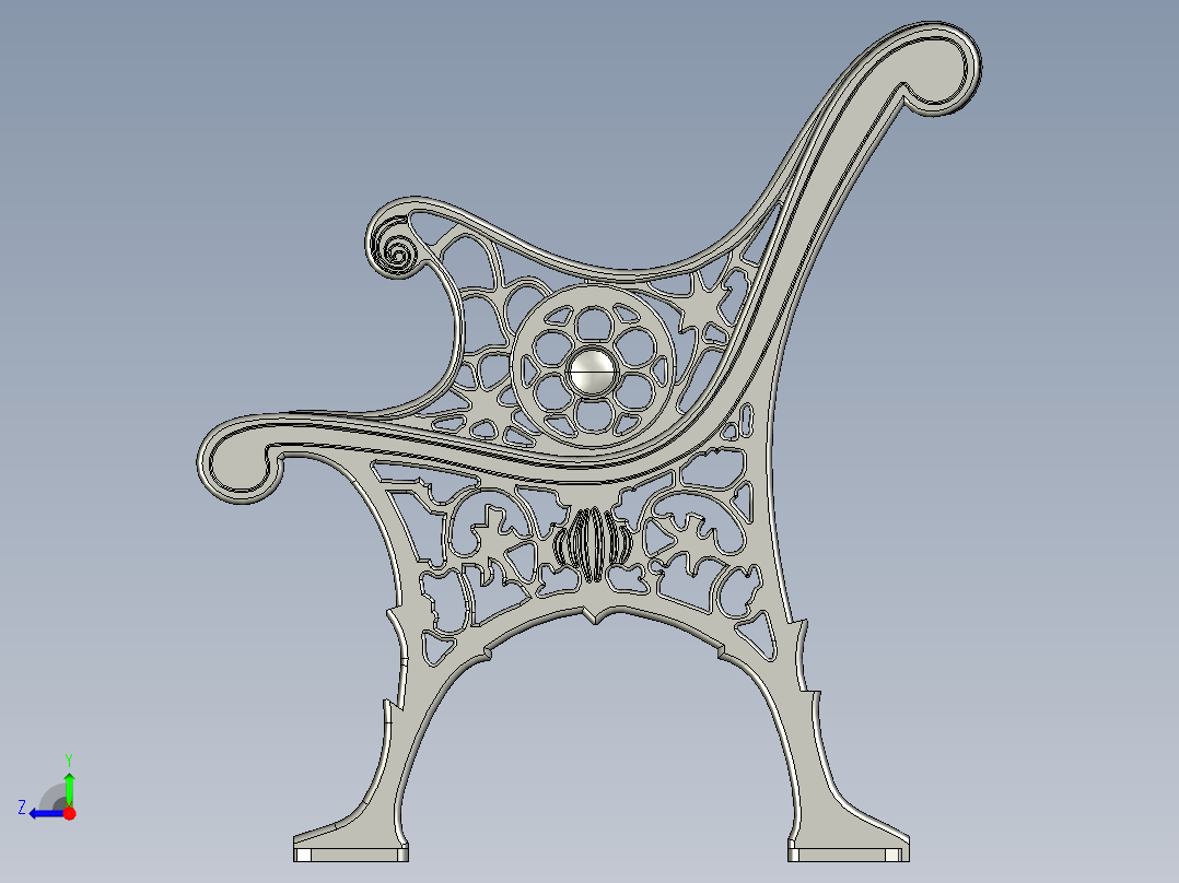 旧式长凳公园右视图