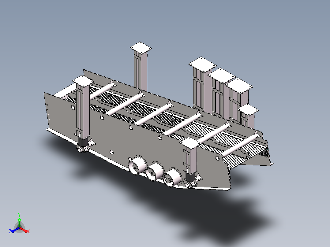 振动给料机SW三维图加动画solidworks2018正等轴测图