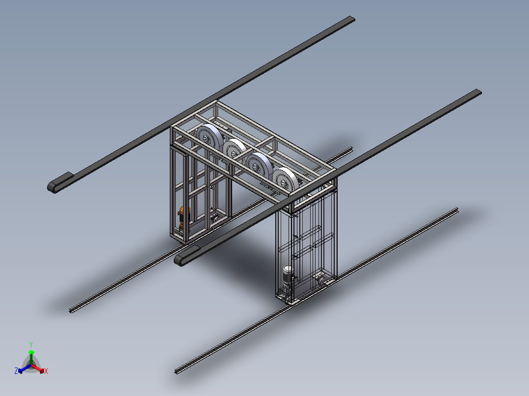 龙门洗车机正等轴测图