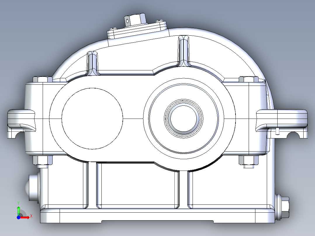 某型一级平行轴圆柱齿轮减速机前视图