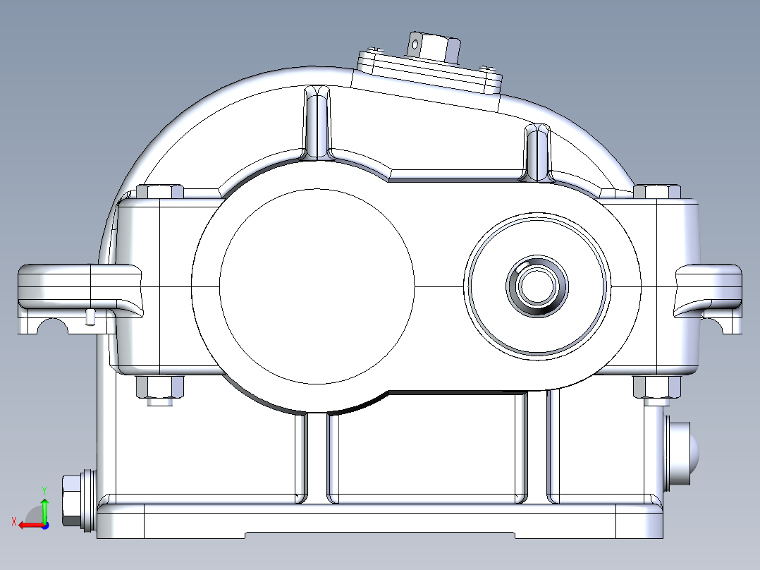 某型一级平行轴圆柱齿轮减速机后视图