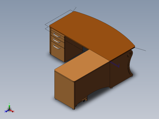 电脑桌(26)正等轴测缩略图