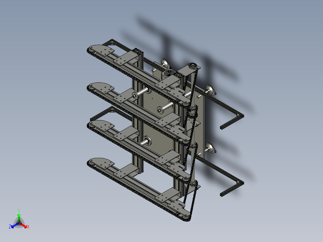链条式顶升输送机正等轴测图
