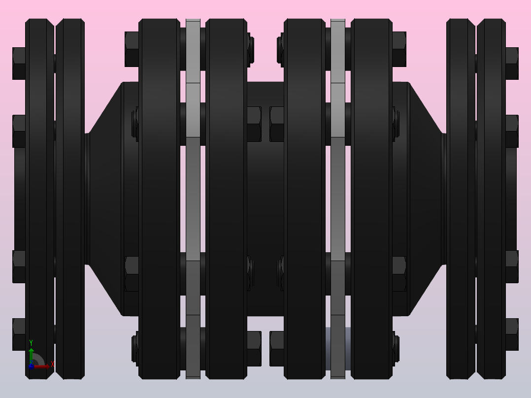 DJM-Y-P型锁紧盘式单型弹性膜片联轴器／SJM-Y-P型锁紧盘式双型弹性膜片联轴器_SJM-35-Y-P-490／Y-P-490-700右视图