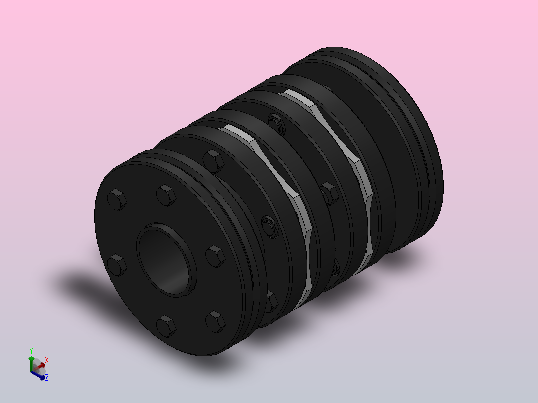 DJM-Y-P型锁紧盘式单型弹性膜片联轴器／SJM-Y-P型锁紧盘式双型弹性膜片联轴器_SJM-35-Y-P-490／Y-P-490-700正等轴测图