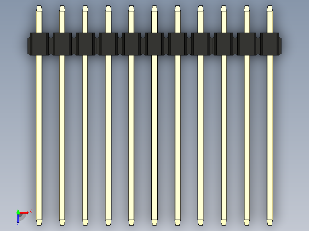 彩色公头100mil（2.54mm）系列-DS1021_black_3x11p_100mil_Type19_rev1.0俯视图
