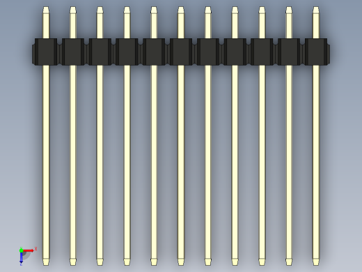彩色公头100mil（2.54mm）系列-DS1021_black_3x11p_100mil_Type19_rev1.0俯视缩略图