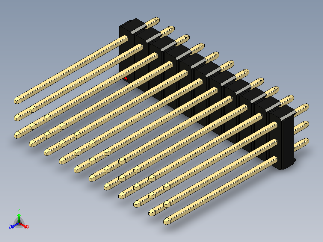彩色公头100mil（2.54mm）系列-DS1021_black_3x11p_100mil_Type19_rev1.0正等轴测图