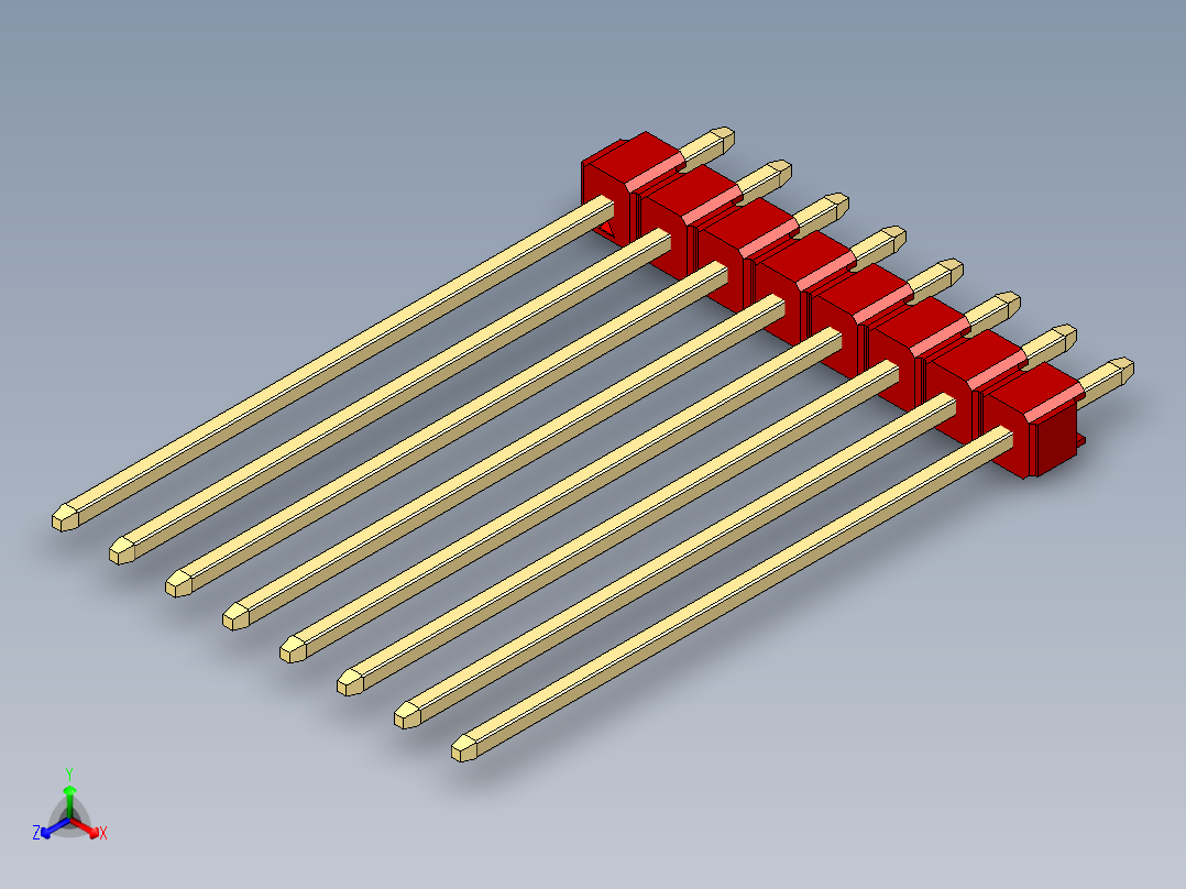 彩色公头100mil（2.54mm）系列-DS1021_red_1x08p_100mil_Type43_rev1.0主视图
