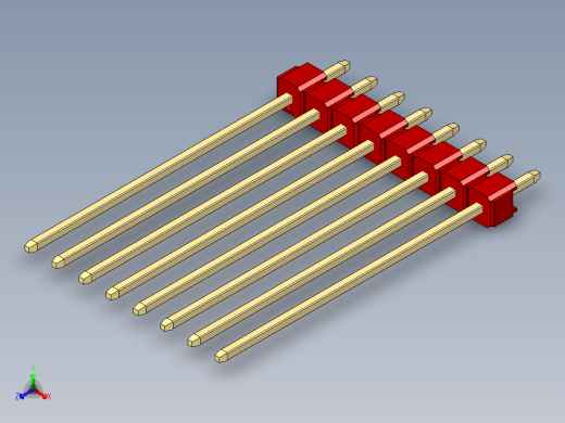 彩色公头100mil（2.54mm）系列-DS1021_red_1x08p_100mil_Type43_rev1.0正等轴测缩略图