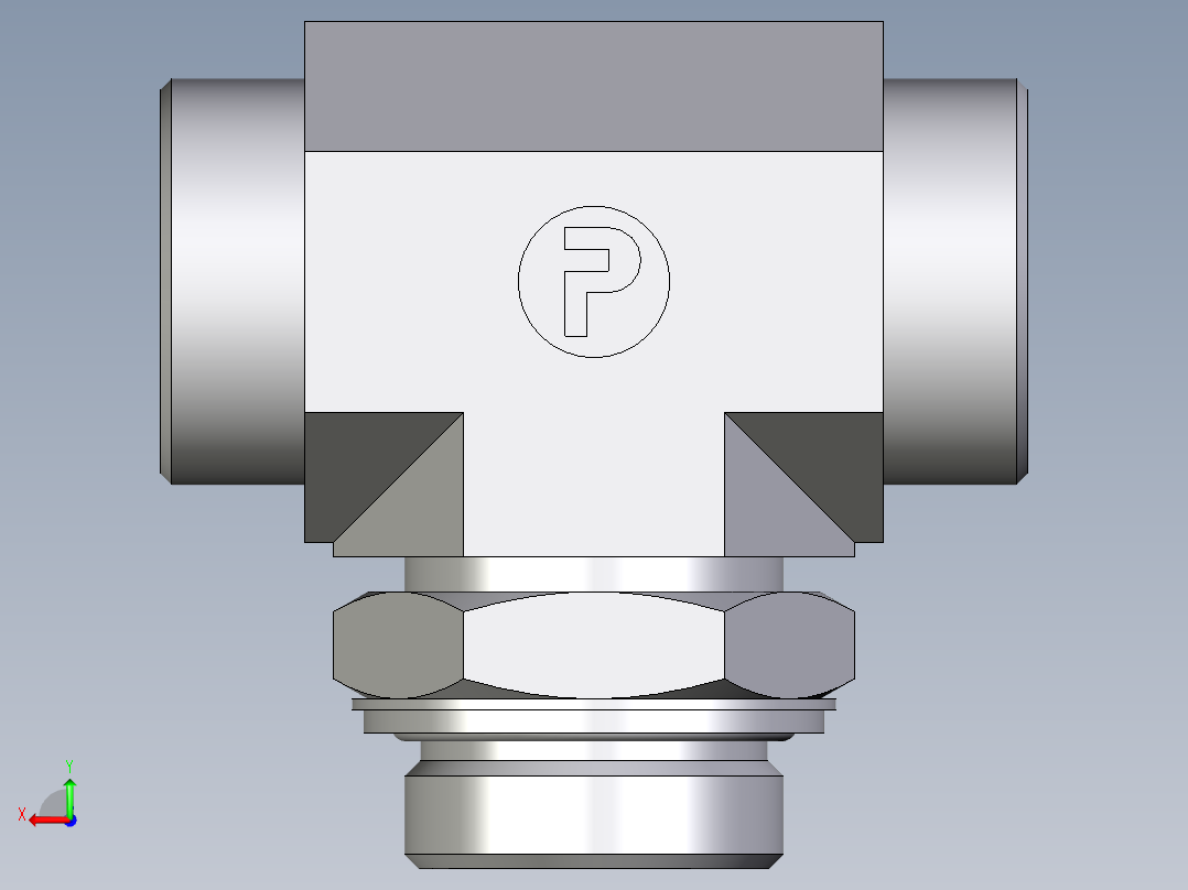 卡套式工业通用硬管接头EO_Adjustable_locknut_branch_tee_TEE35LROMDCF后视图