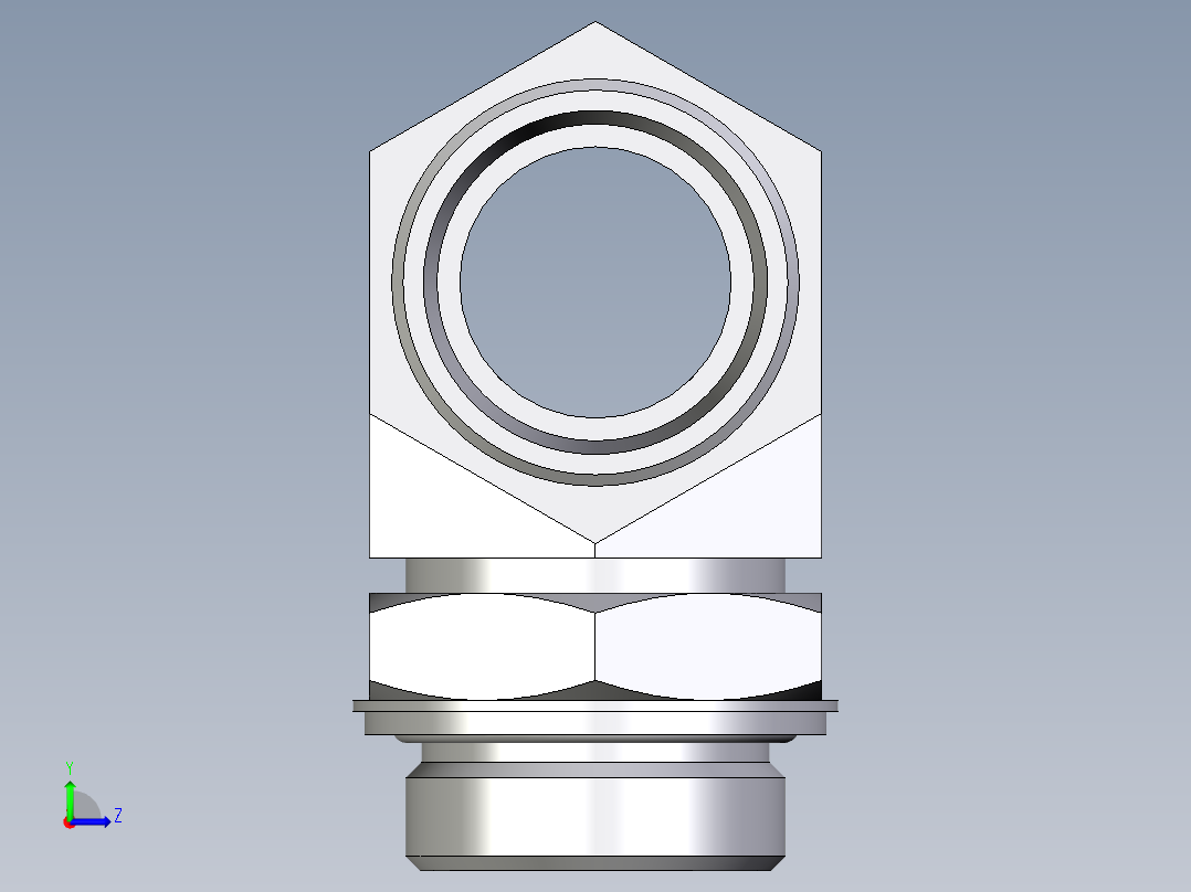 卡套式工业通用硬管接头EO_Adjustable_locknut_branch_tee_TEE35LROMDCF左视图