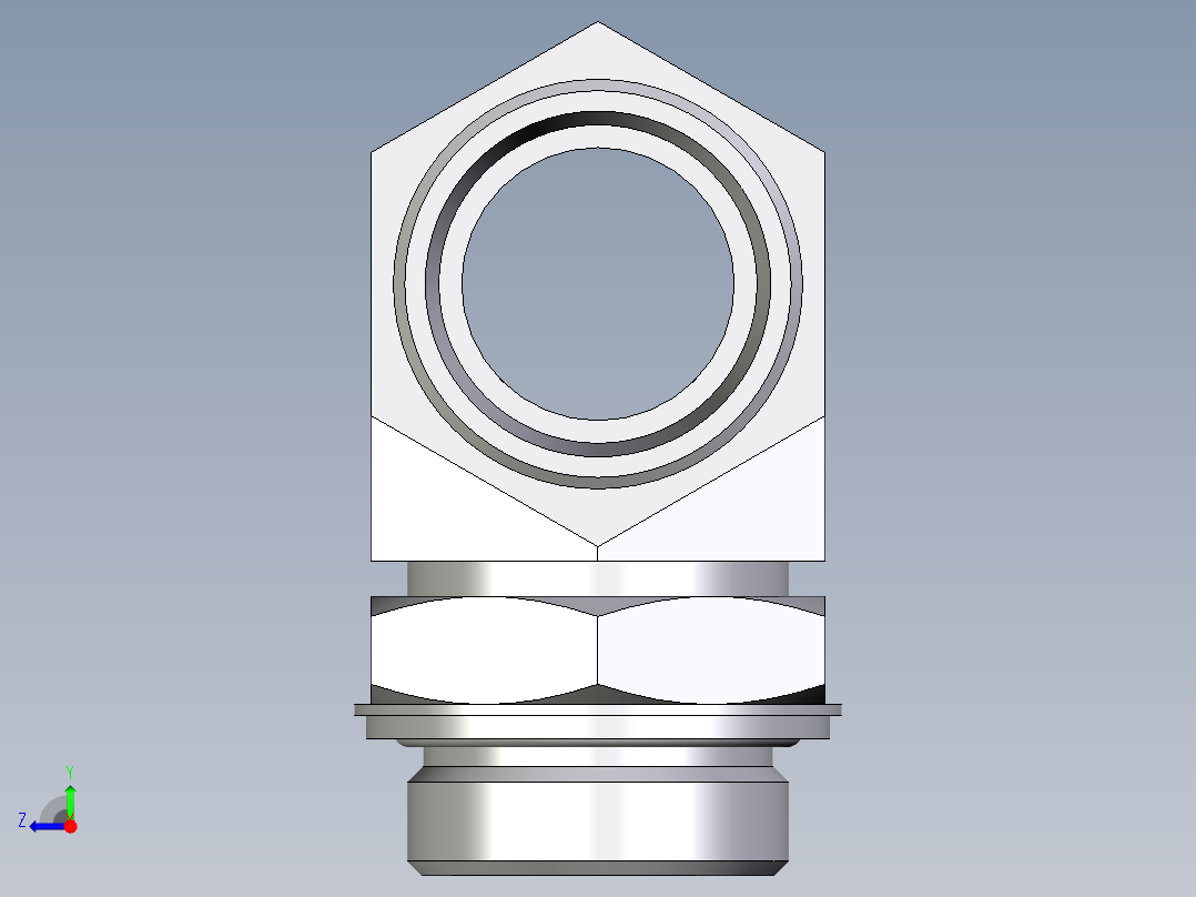 卡套式工业通用硬管接头EO_Adjustable_locknut_branch_tee_TEE35LROMDCF右视图