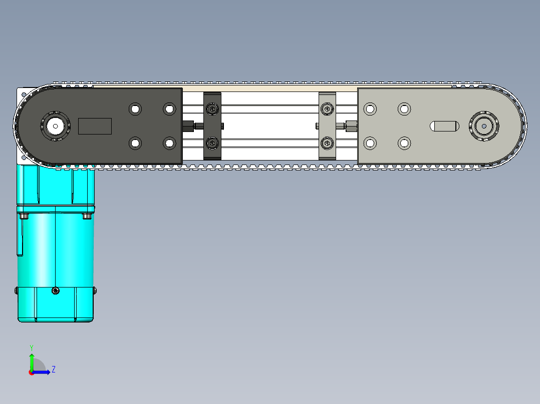 LE-XC4080-带工装右直连驱动输送线左视图