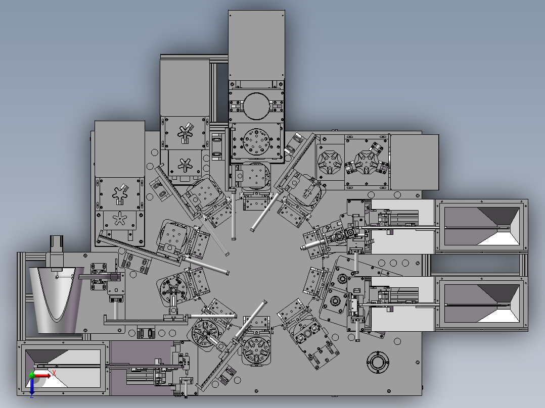 汽车阀板组件自动装配机俯视图