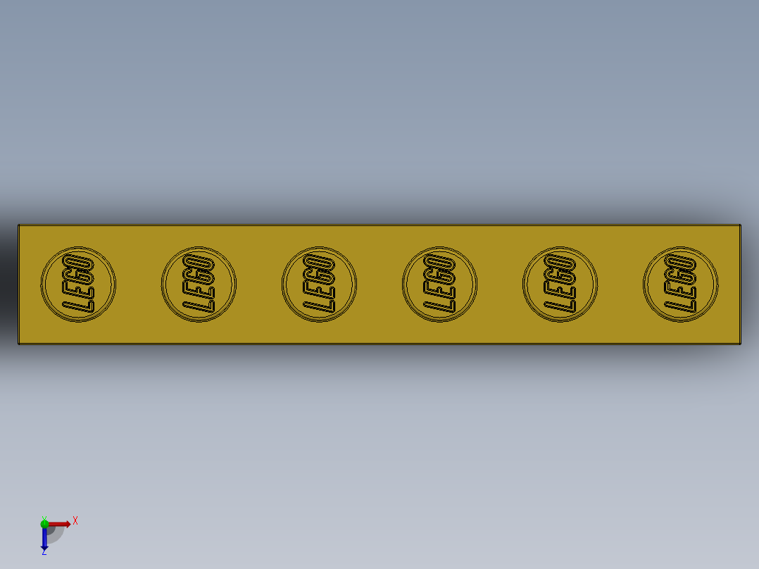 乐高套装 4421基本积木-300924 Bright Yellow Brick 1 x 6.SLDPRT俯视图