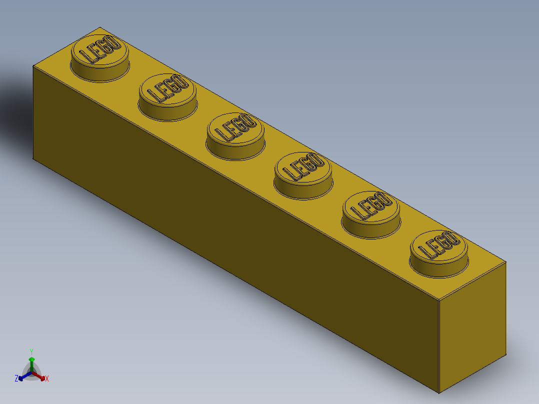 乐高套装 4421基本积木-300924 Bright Yellow Brick 1 x 6.SLDPRT正等轴测图