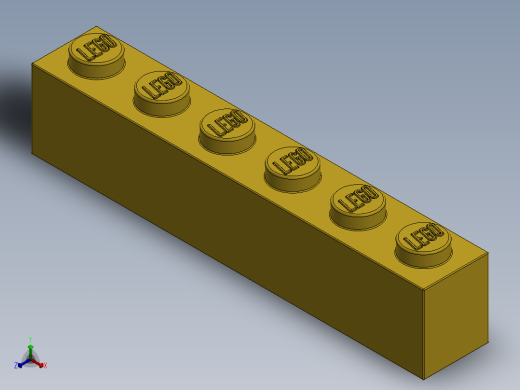 乐高套装 4421基本积木-300924 Bright Yellow Brick 1 x 6.SLDPRT正等轴测缩略图