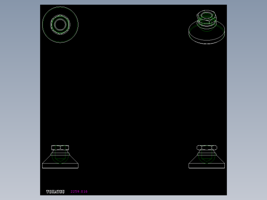 水平調整腳座(迷你型)2259(B)-2D多系列多零件图纸模型