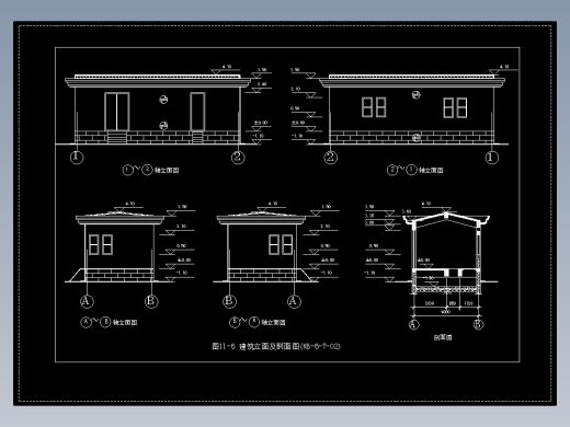 图11-6 建筑立面及剖面图(KB-6-T-02)