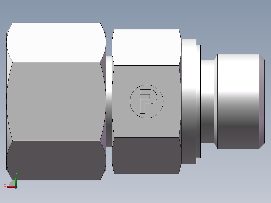 直通管螺纹组合接头、2DC-06-20WD后视图