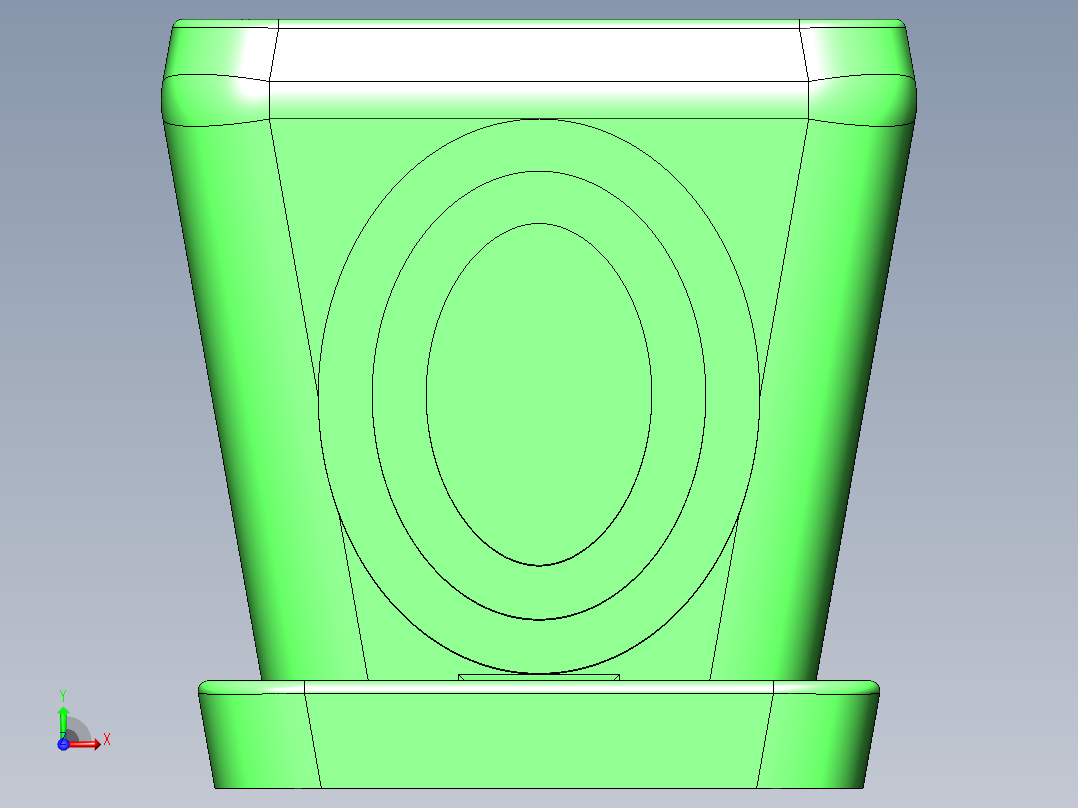 圆角矩形花盆前视图