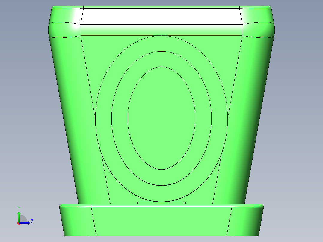 圆角矩形花盆左视图
