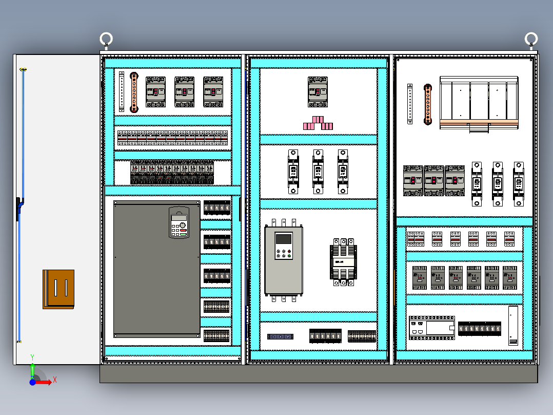 钣金柜变频器、刀开关plc控制柜 71553前视图
