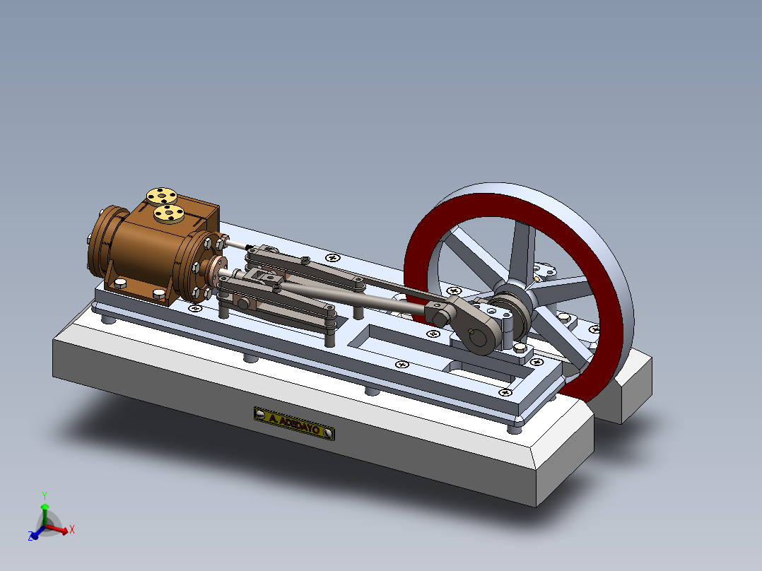 蒸汽机horizontal-mill-steam-engine-1831-模型格式为 sw主视图