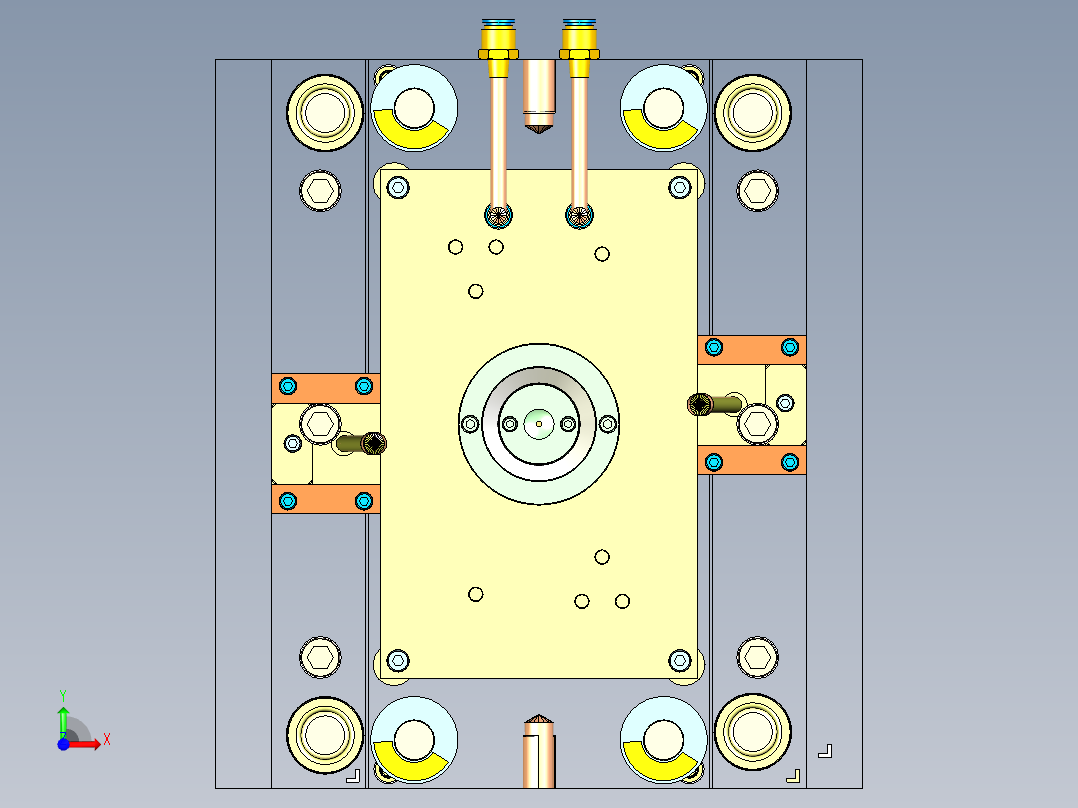 家用电蚊拍把手注塑模具设计前视图