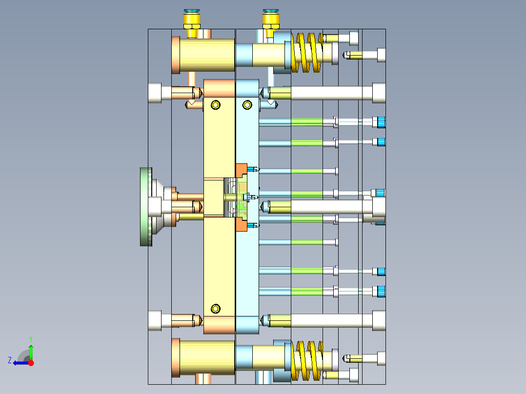 家用电蚊拍把手注塑模具设计右视图