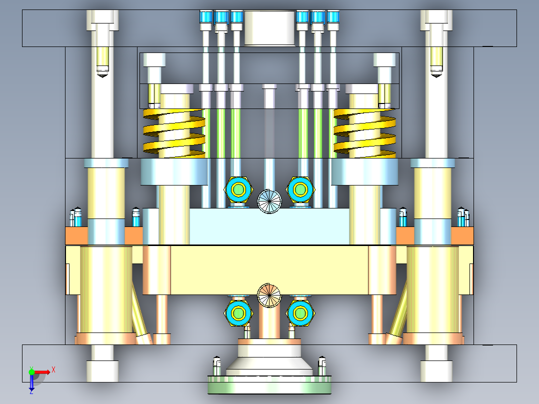 家用电蚊拍把手注塑模具设计俯视图