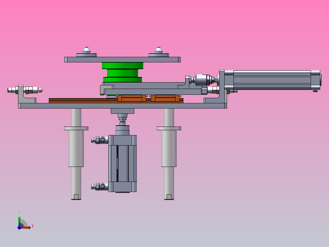A7 气动顶升回转托盘机构前视图