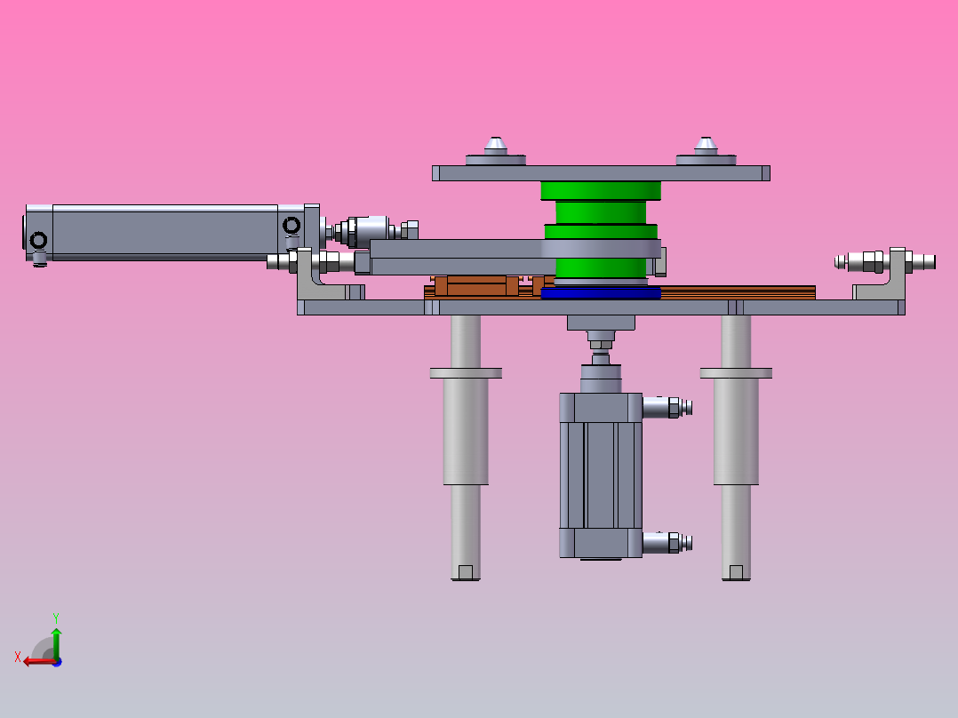 A7 气动顶升回转托盘机构后视图