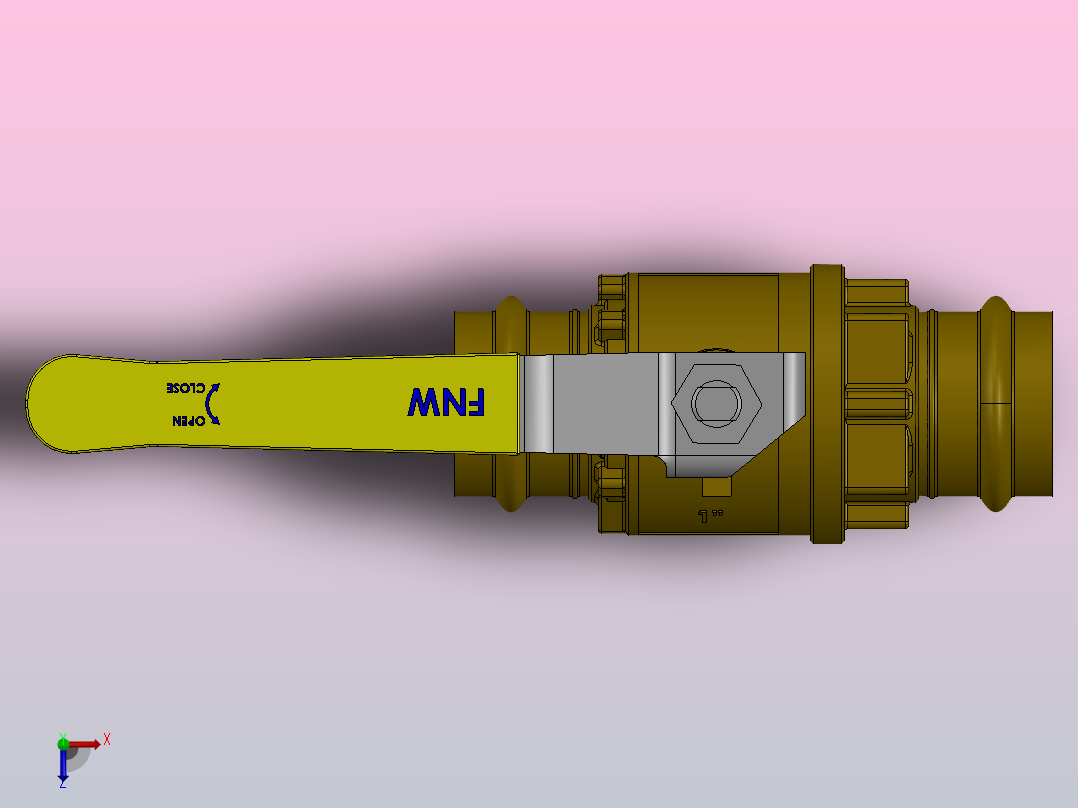 FNW-FNW430G二片式内螺纹球阀俯视图