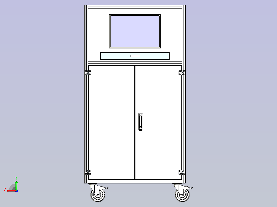 超声波检测仪柜三维模型后视图