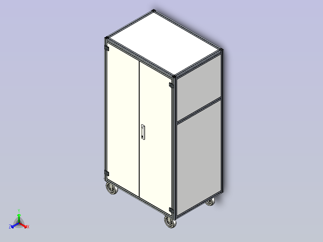 超声波检测仪柜三维模型正等轴测图