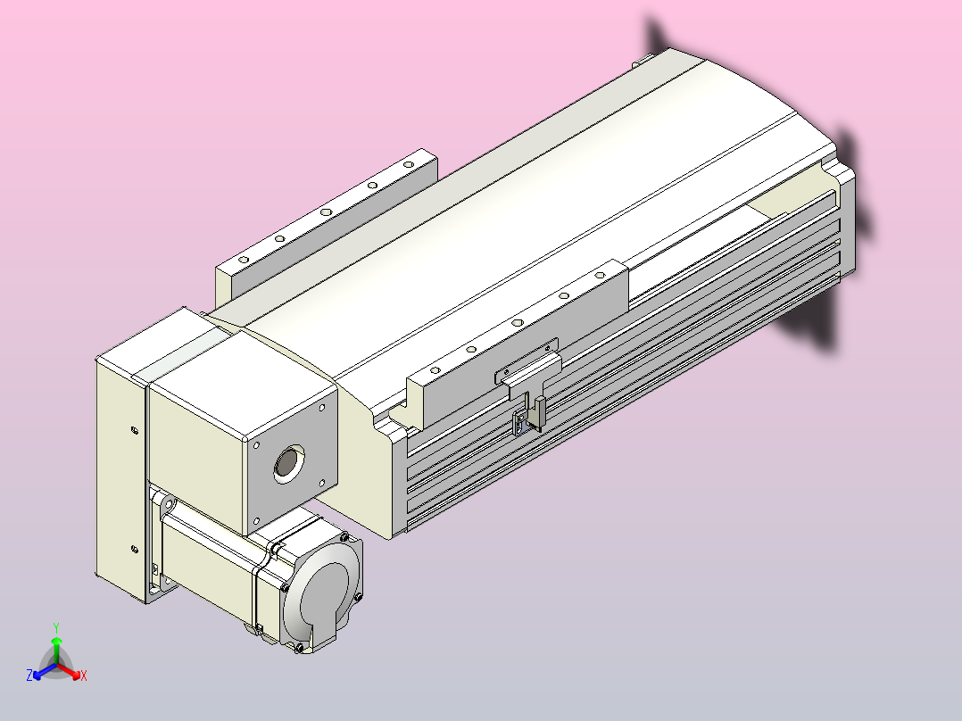 皮带直线轴半封闭可选导轨TPA-HNB-202D-140-L100-LP-Y-P75-N3正等轴测图