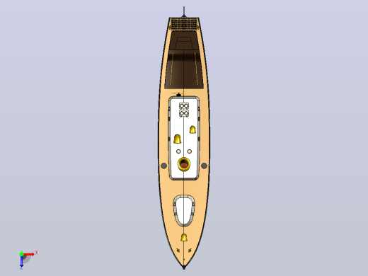 这是1910年皇家海军在HMAS号等主力舰上使用的标准50英尺帆船的SolidWorks模型俯视缩略图