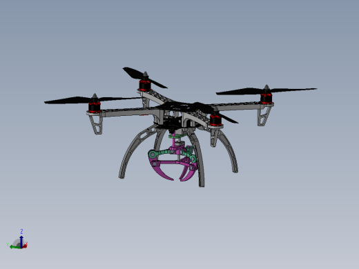 无人机带抓手 sw+cad