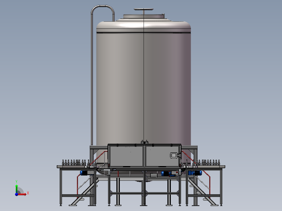 全自动啤酒灌装线 sw19可编辑前视图