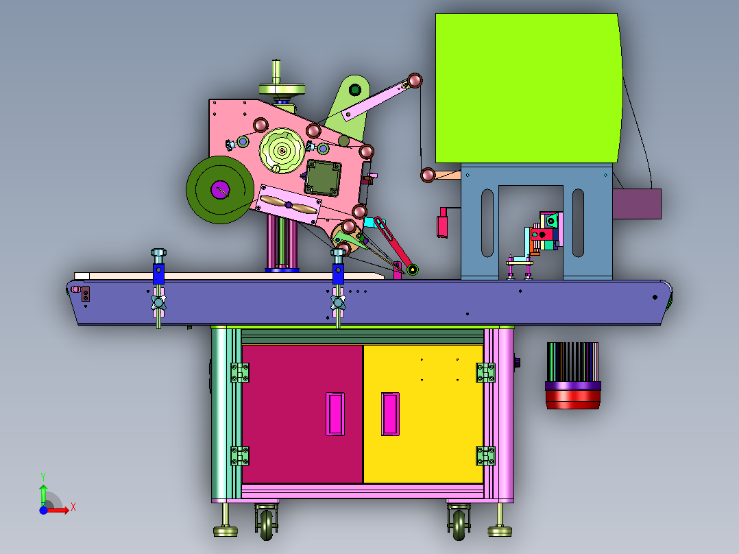 顶部压贴即时打印贴标机前视图