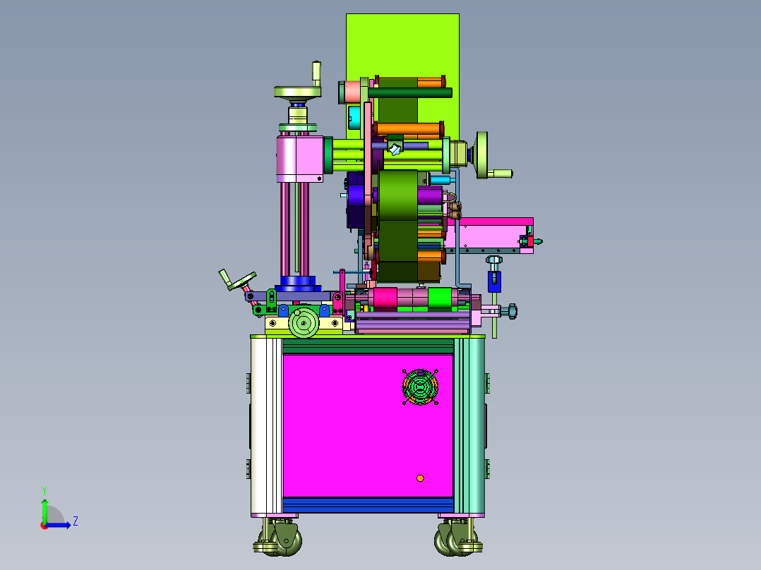 顶部压贴即时打印贴标机左视图