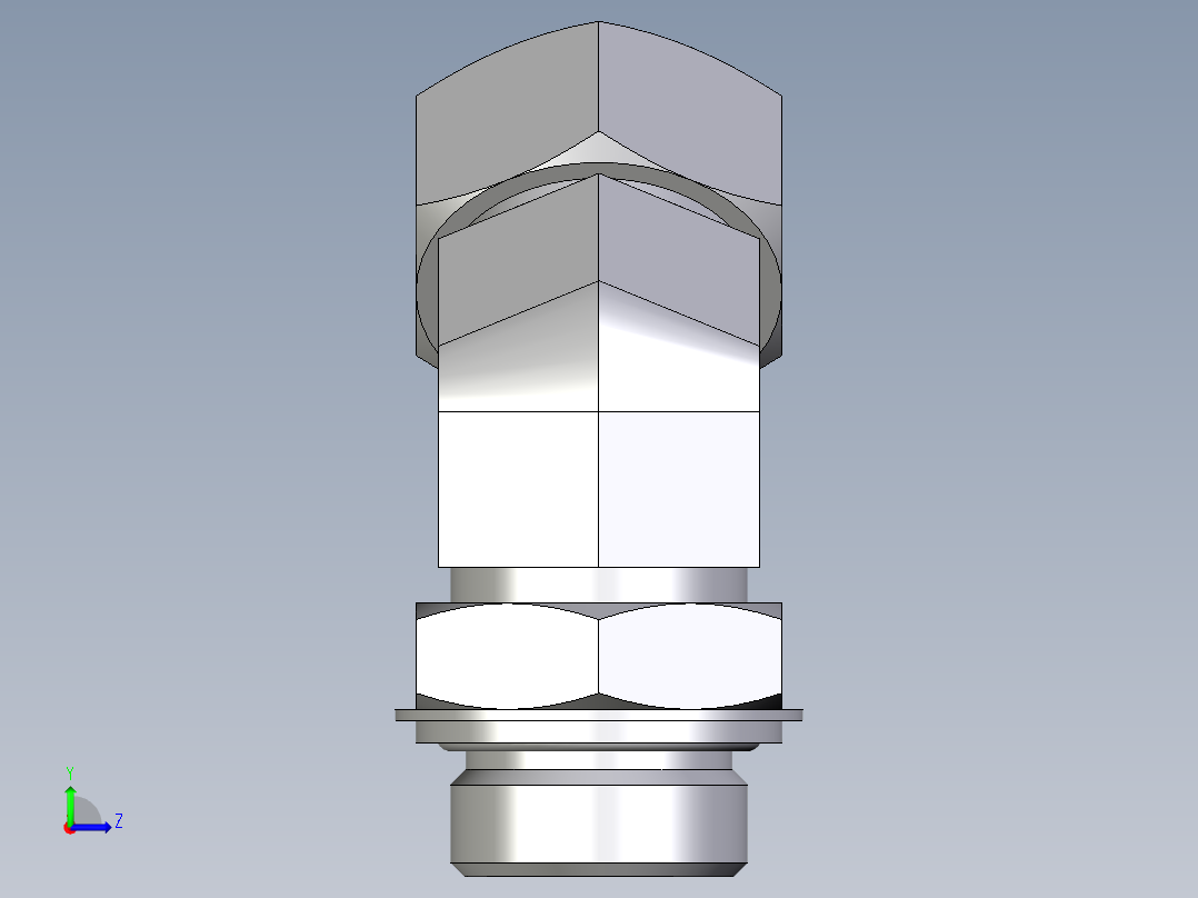 卡套式工业通用硬管接头EO_Adjustable_locknut_45_deg_elbow_VEE28LRCF左视图