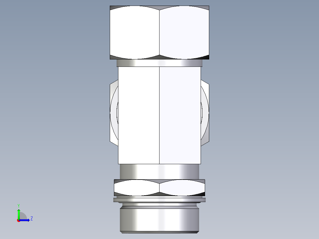 卡套式工业通用硬管接头EO_Adjustable_locknut_run_tee_LEE38ZSMCF左视图
