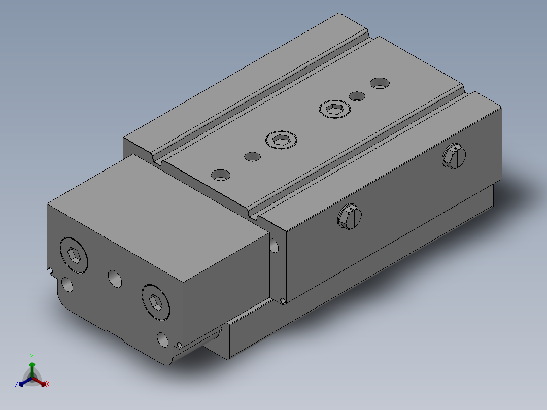 MXQ20 气动滑台（循环式直线导轨）双缸型[MXQ20A-30-ZN5]正等轴测图