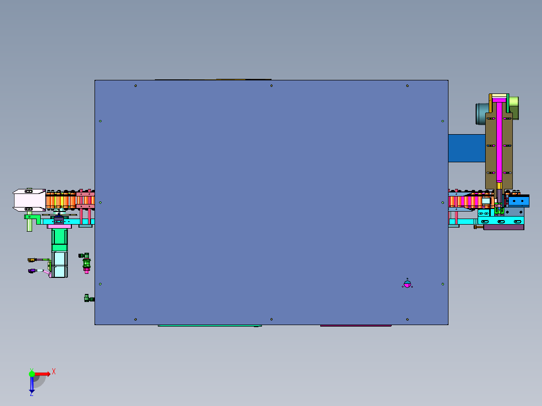 轴承滚子表面疵病检测装置俯视图