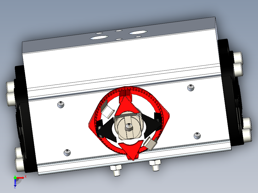 带ACTREG DA致动器的3件球阀DN15 BW俯视图