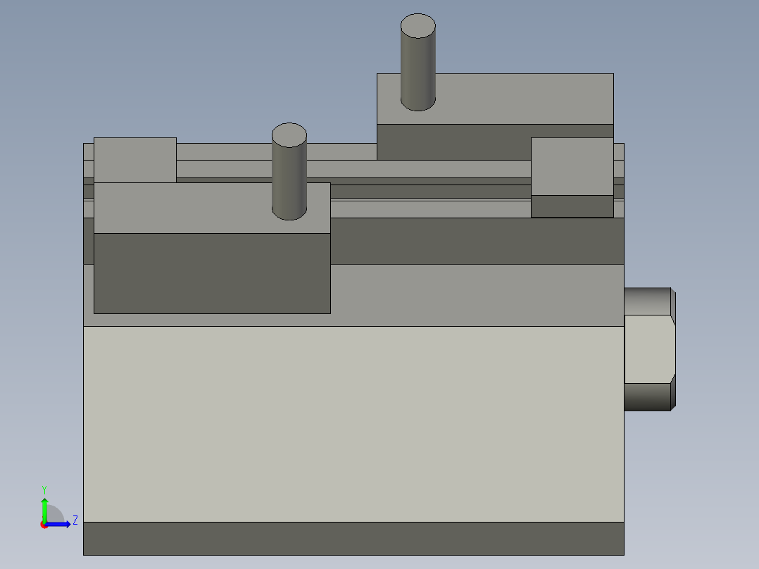 贴片电池标签背胶机设计-气缸CDQ2B25-20D左视图