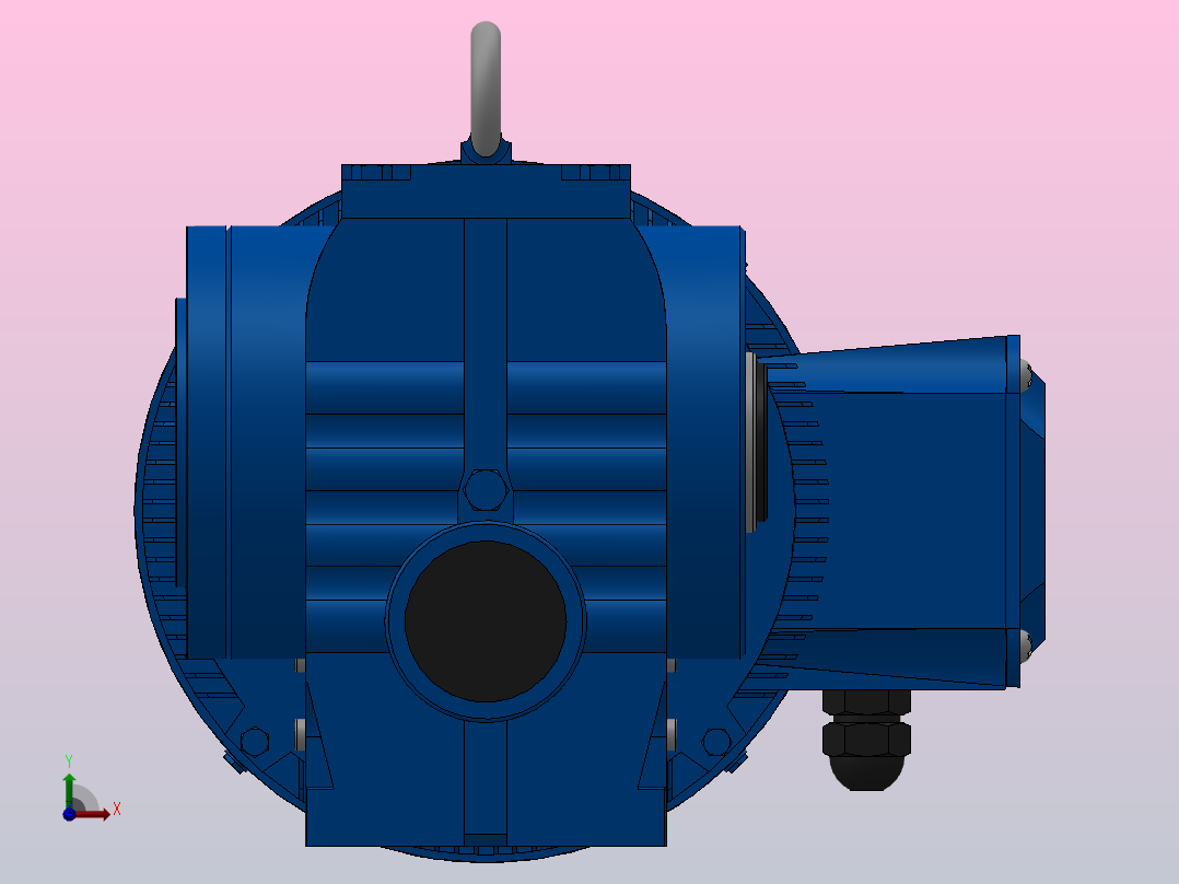 SAZ57小法兰空心轴安装斜齿-蜗轮蜗杆减速机SAZ57-YV1.1-4P-45.92-M1-0°-A前视图